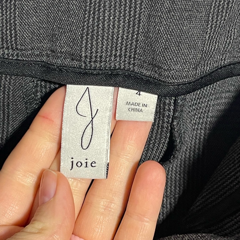 Joie Gray Plaid Dress Pants Straight Leg Work Career Size 4 - Picture 3 of 6